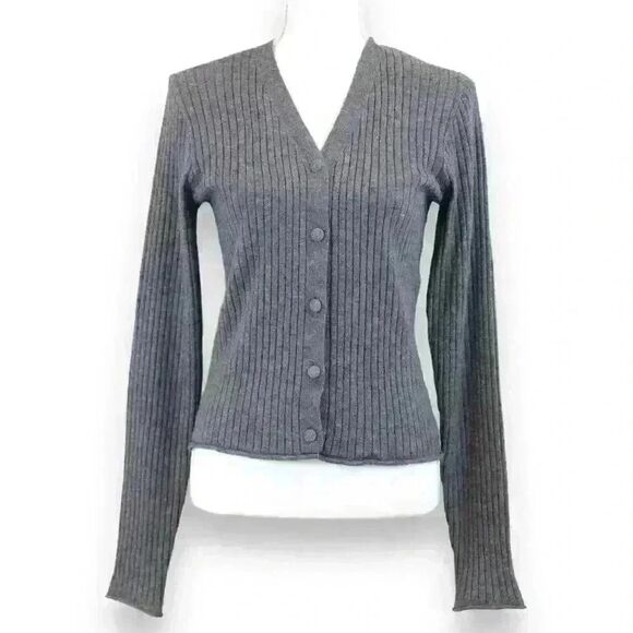 7 For All Mankind Gray Midi Sweater Tank Dress & Matching Cardigan Size Small - Picture 2 of 14